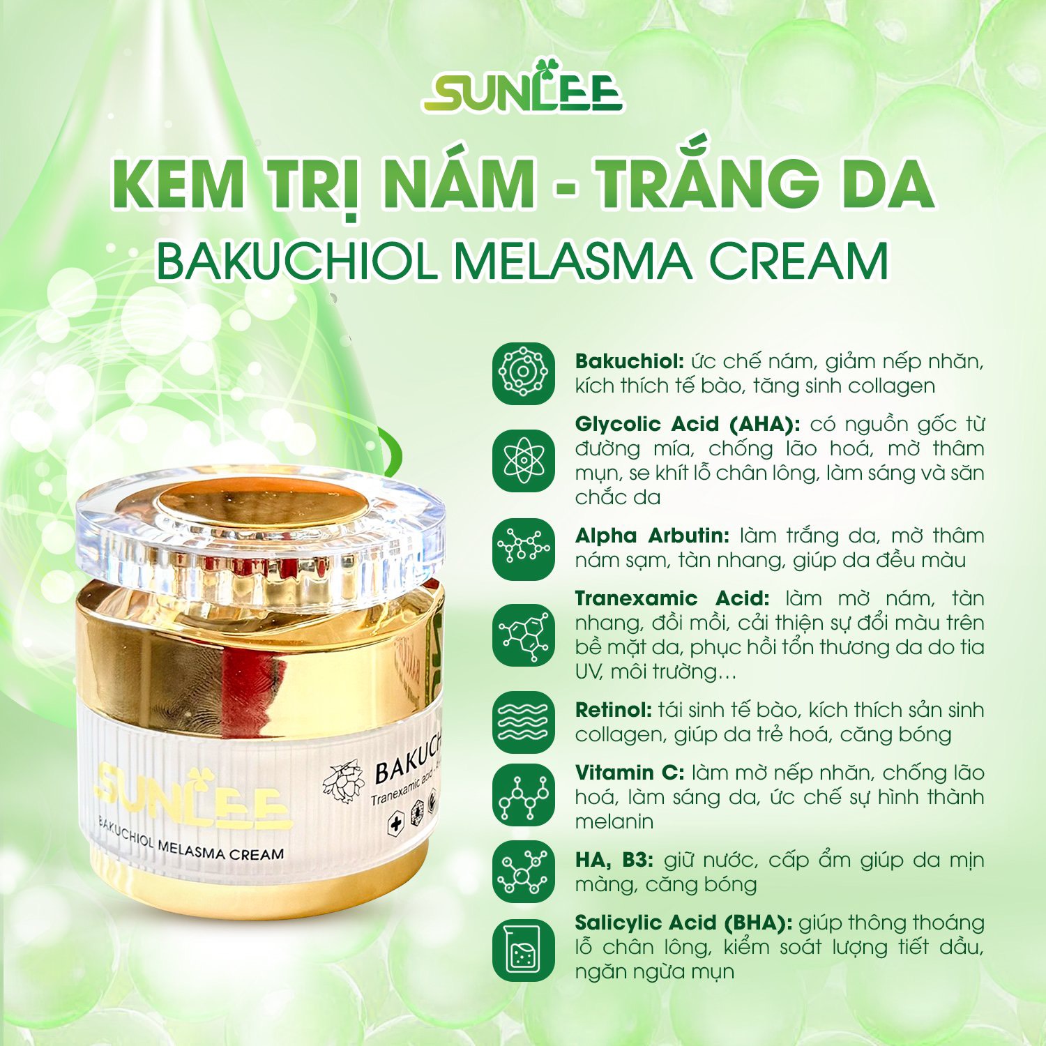 bakuchiol trị nám sunlee