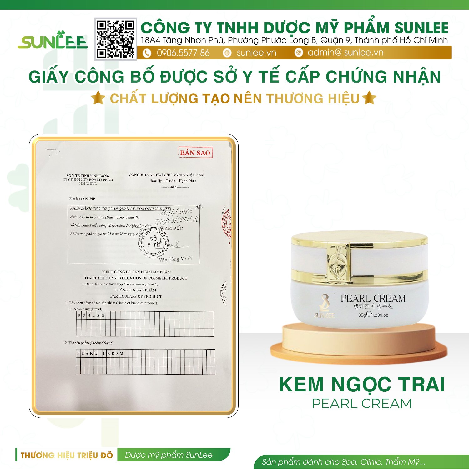 giấy phép mỹ phẩm sunlee