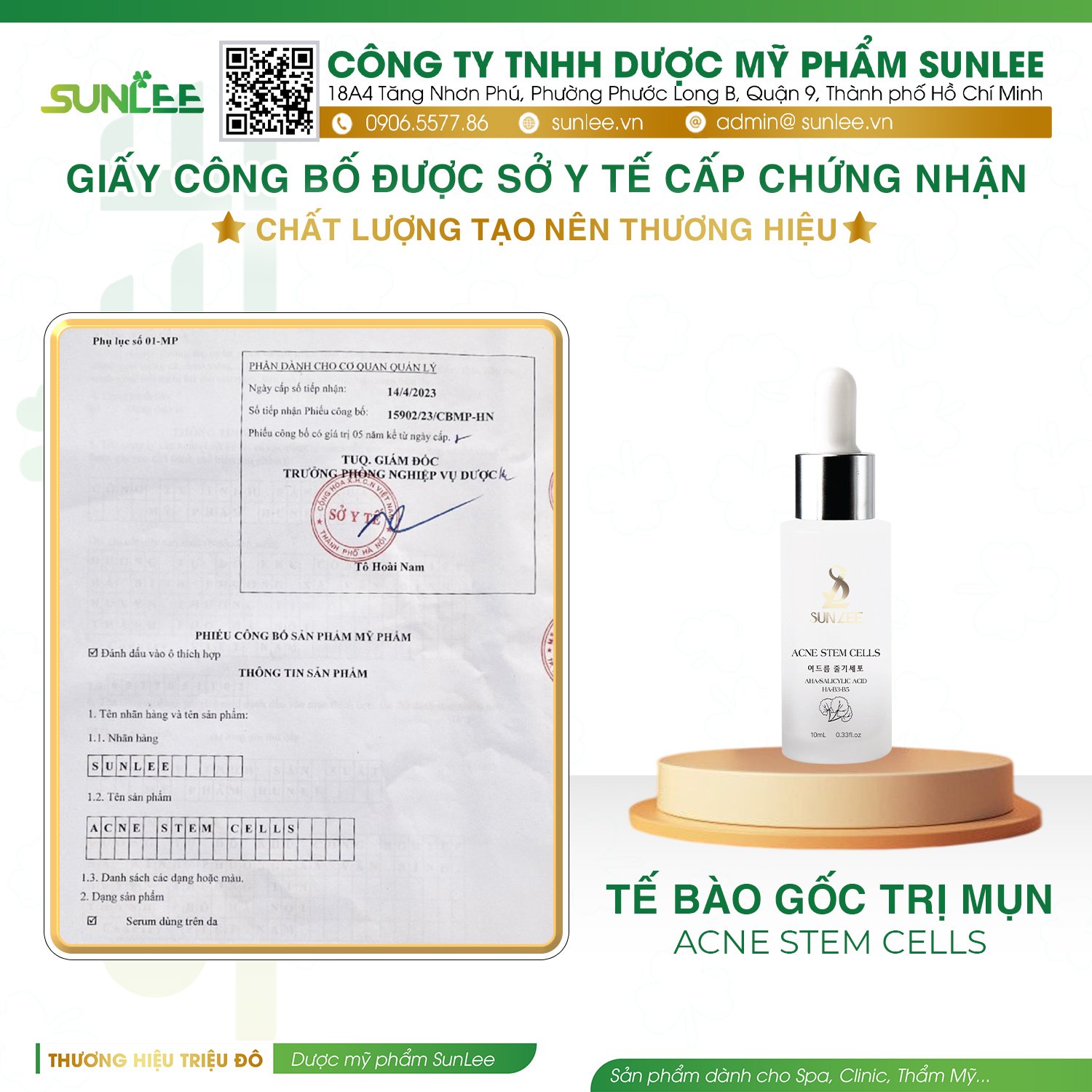 giấy phép mỹ phẩm sunlee