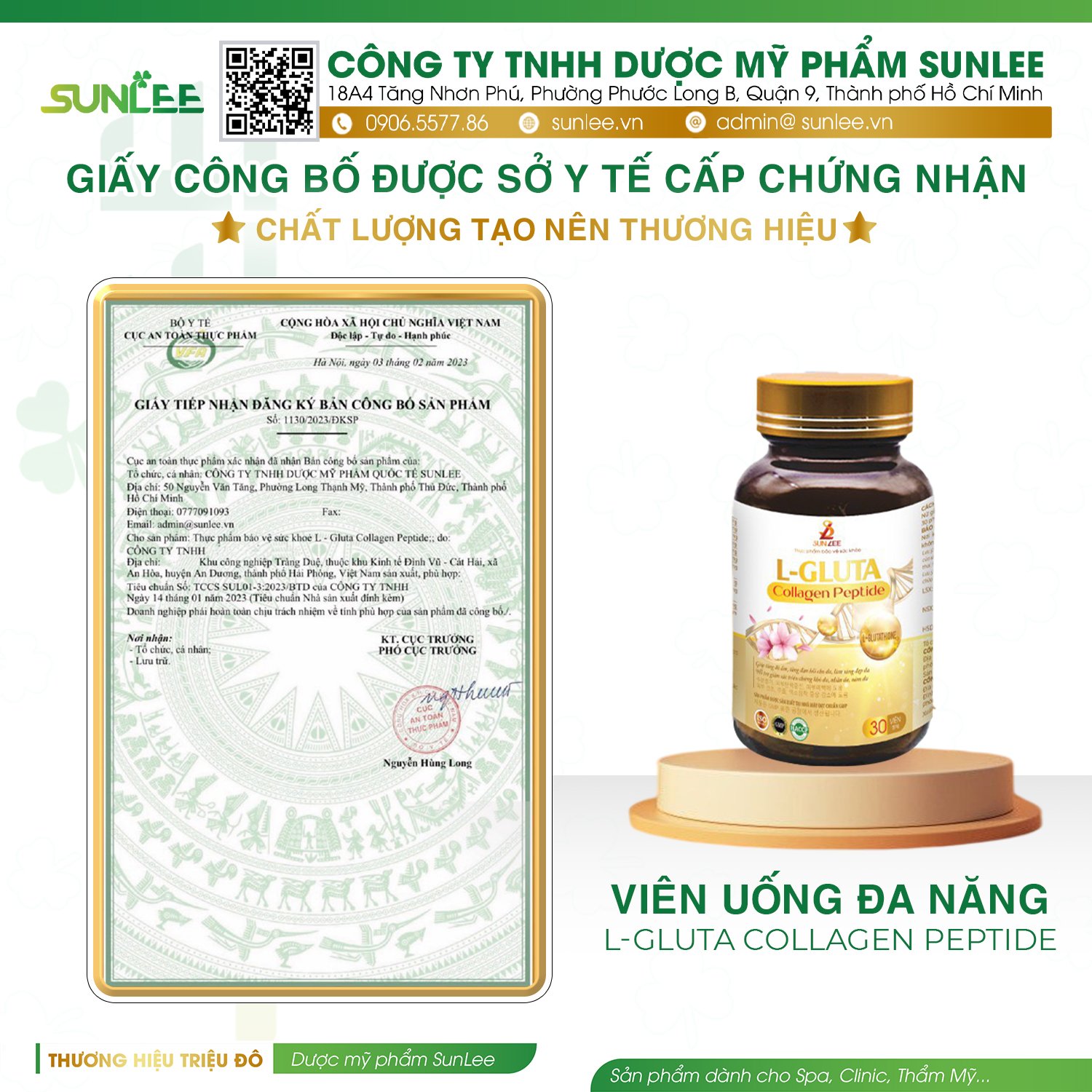 giấy phép mỹ phẩm sunlee