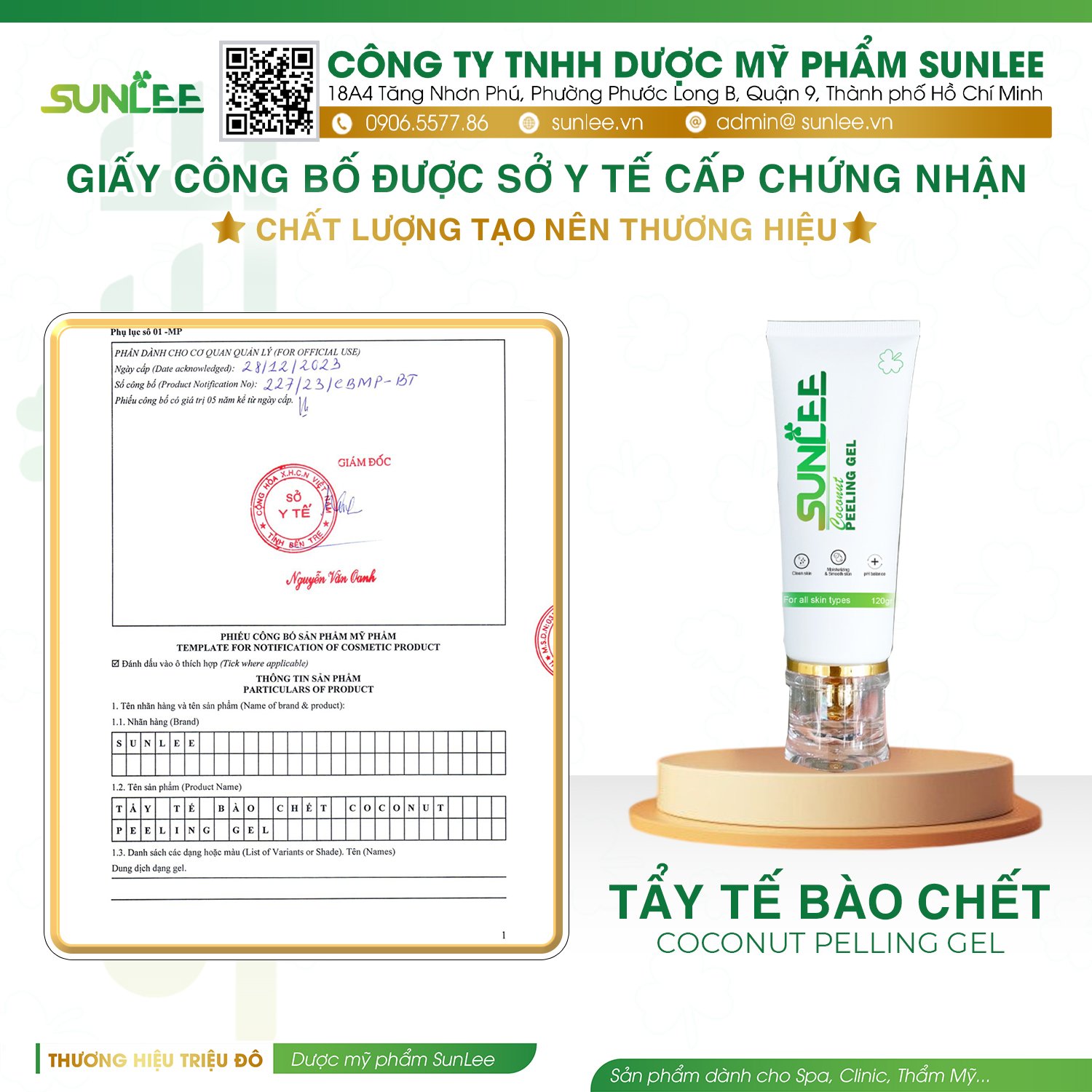 giấy phép mỹ phẩm sunlee