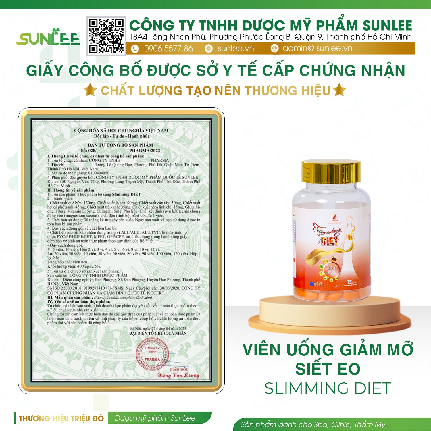 giấy phép mỹ phẩm sunlee